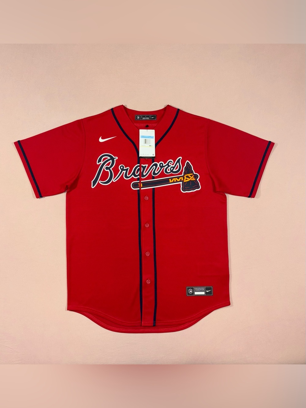 Men’s Nike Atlanta Braves #28 Matt Olson MLB Jersey Red Size MEDIUM